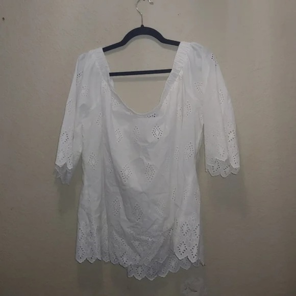 City chic peekaboo Ivory eyelet lace off shoulder top plus size 22 new!!! - Picture 8 of 8